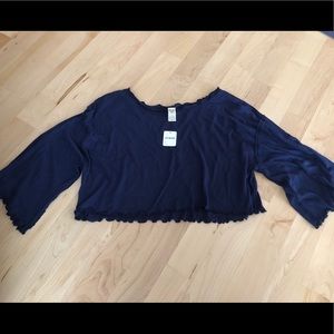 NWT Free People Navy 3/4 Flowy Top